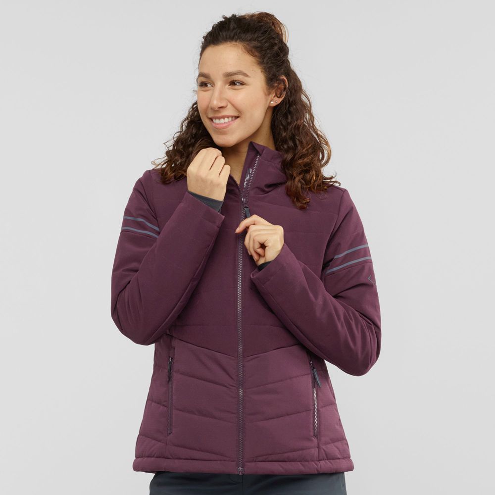 Salomon Israel EDGE - Womens Ski Jackets - Burgundy (XSZJ-63752)